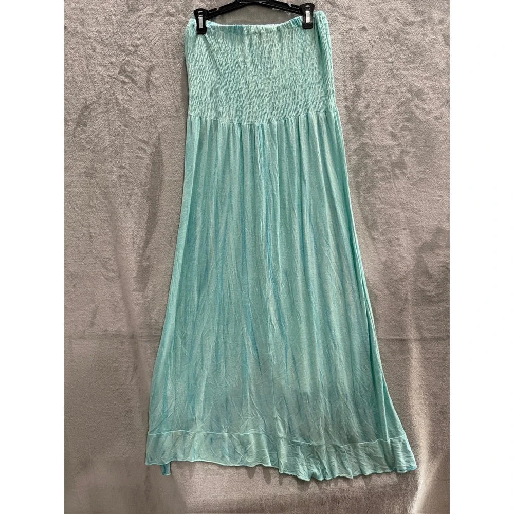 NWT Raviya Cover Up Skirt Womens Turquoise Tie Dye Smocked High Low Small $48